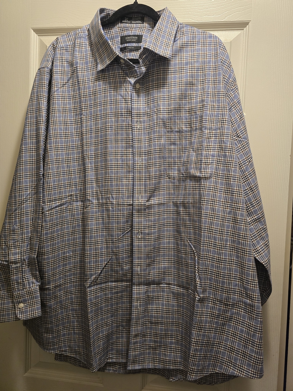 Nordstrom Blue and Tan Plaid Dress Shirt
